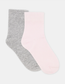 Ambra Rib Top Crew Sock - 2 Pair Pack in Grey Marle & Dahlia Pink | Women's Socks | Gretel Lane