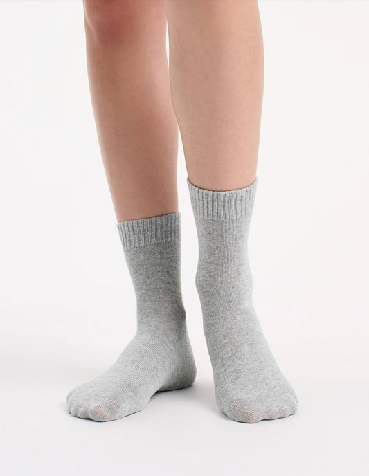 Ambra Rib Top Crew Sock - 2 Pair Pack in Grey Marle & Dahlia Pink | Women's Socks | Gretel Lane
