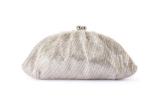 Rita Woven Clutch (Silver)