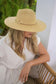 Ruth Wide Brim Gold Buckle Leather Twist
