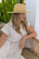 Ruth Wide Brim Gold Buckle Leather Twist