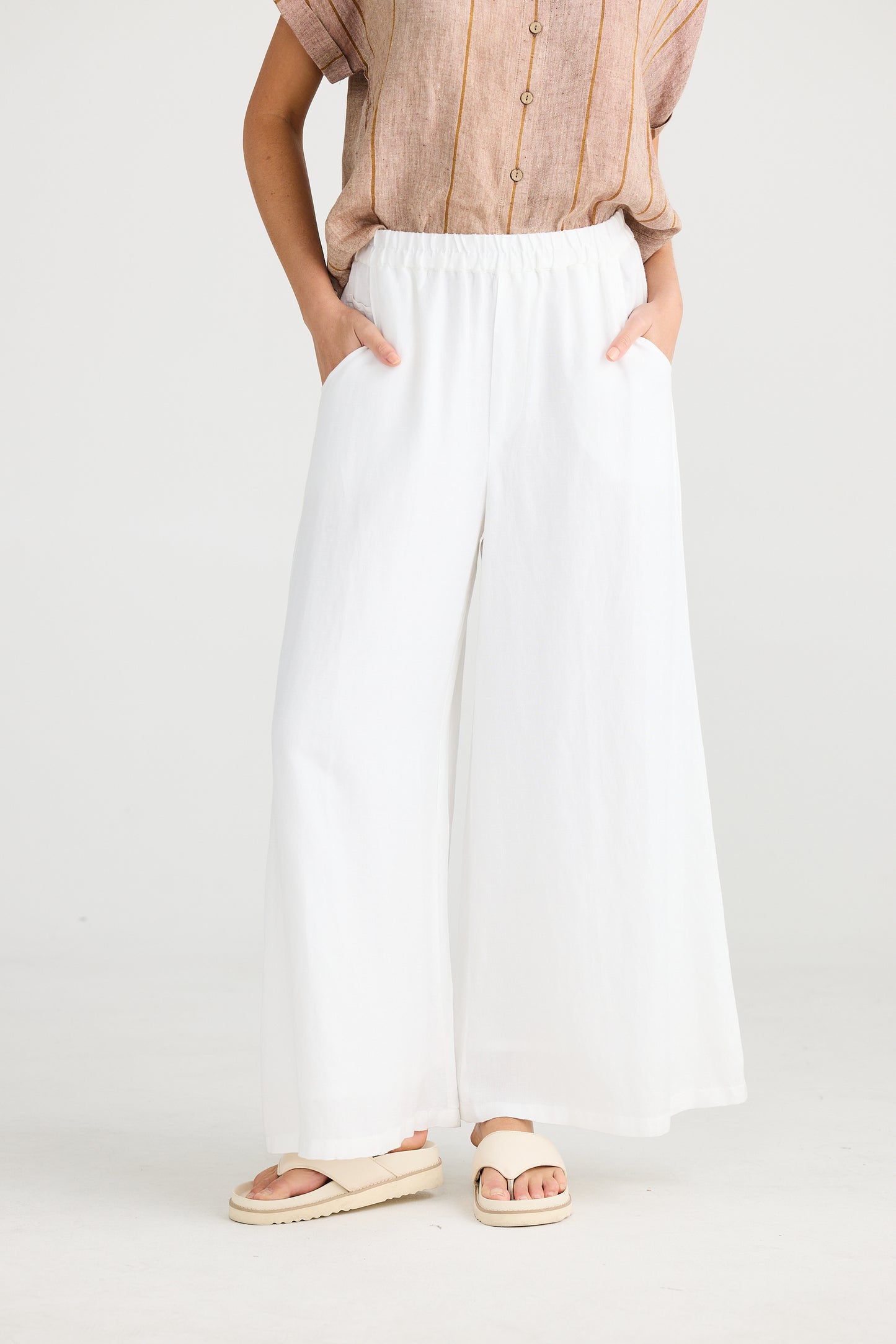 Positano Pant (White Linen)