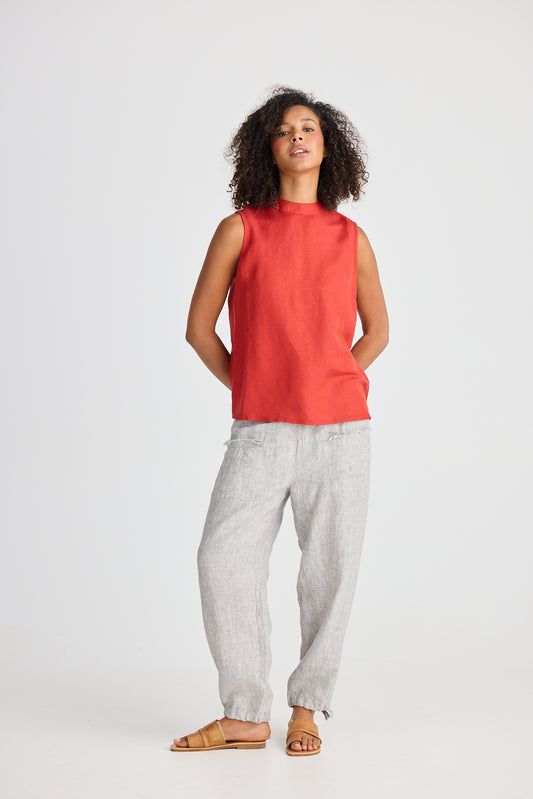 Adel Top (Cherry Linen Blend)