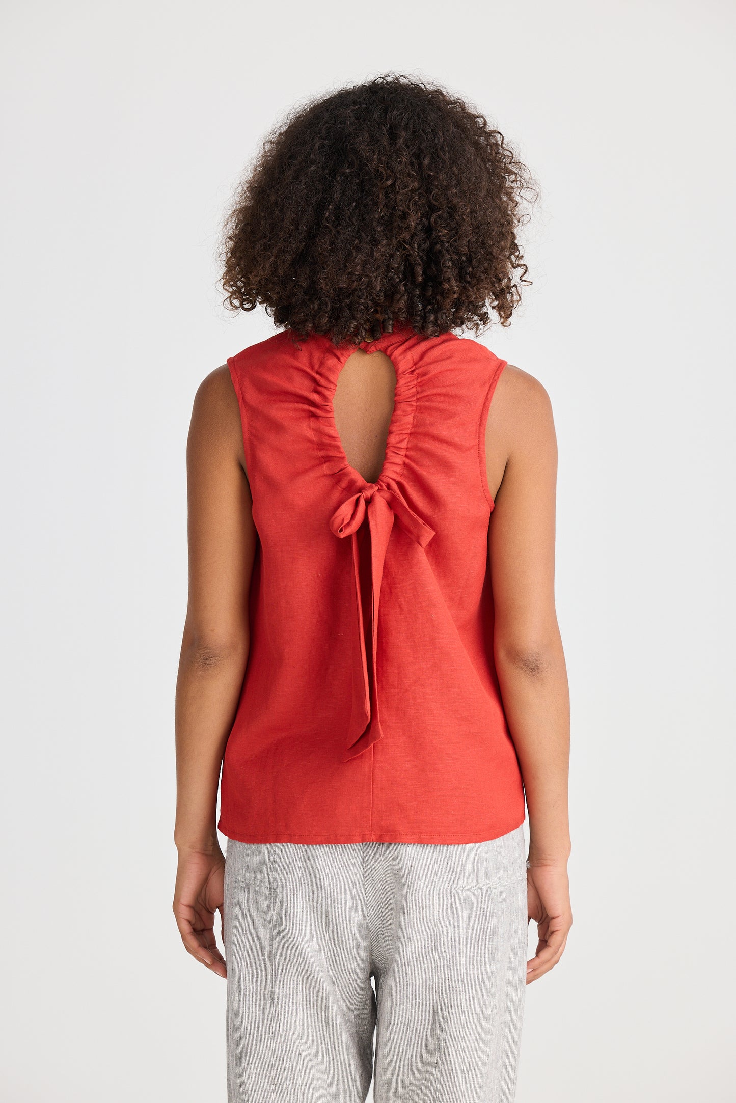 Adel Top (Cherry Linen Blend)