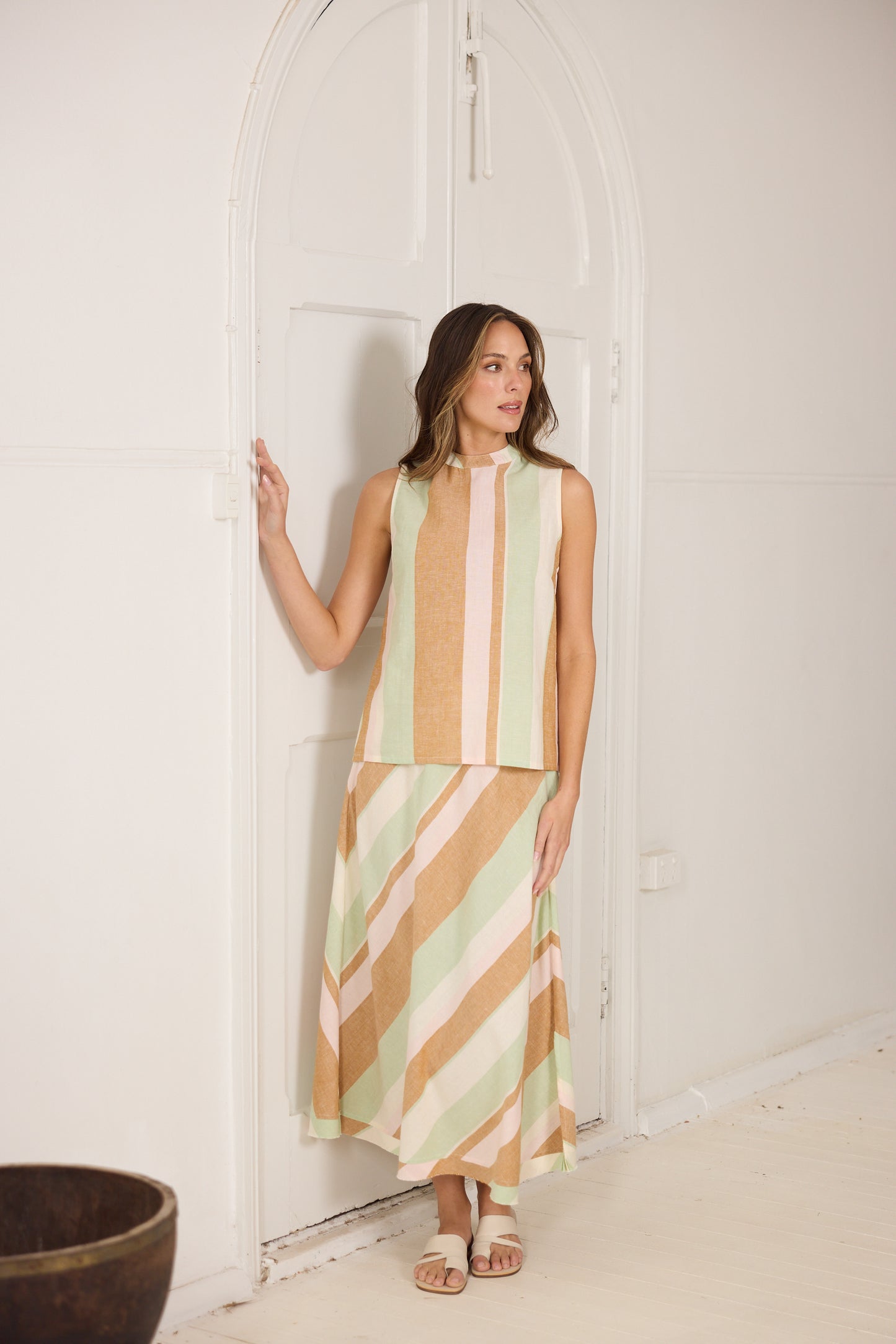 Sicily Skirt (Melon Field Stripe)