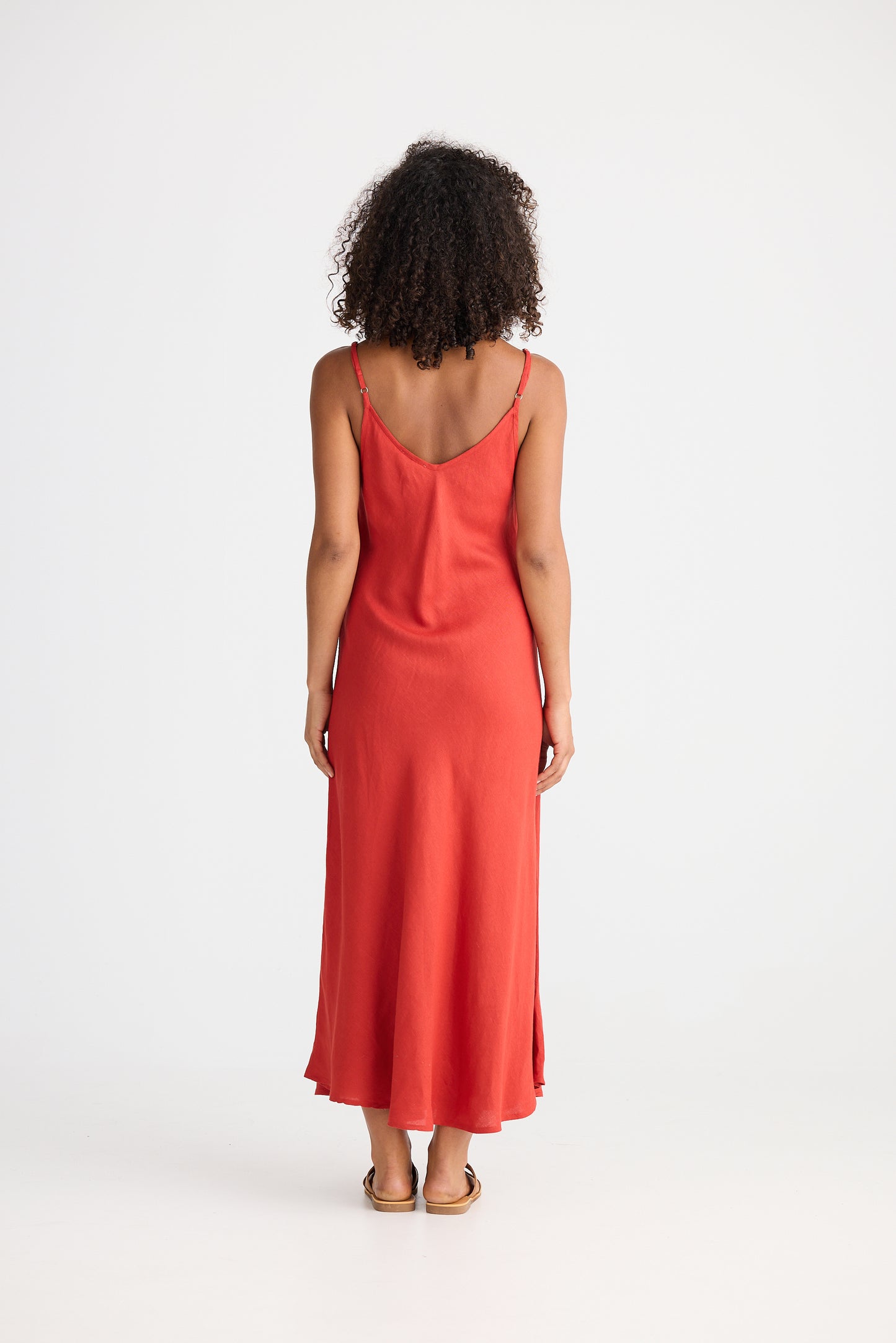 Coco Bias Dress (Cherry Linen Blend)