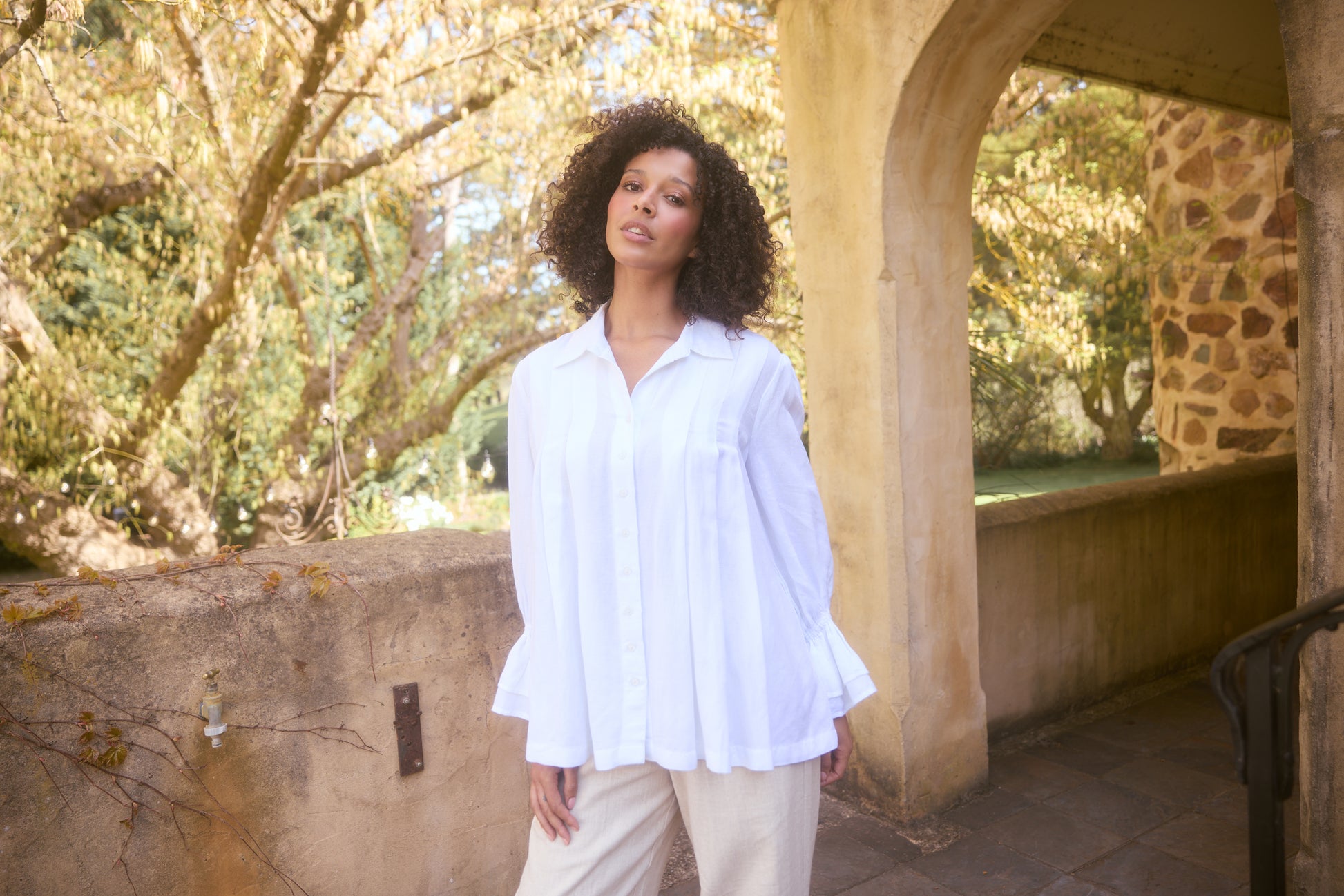 The Shanty Corp Aeris Button Through Shirt in White | Women's Clothing | Gretel Lane