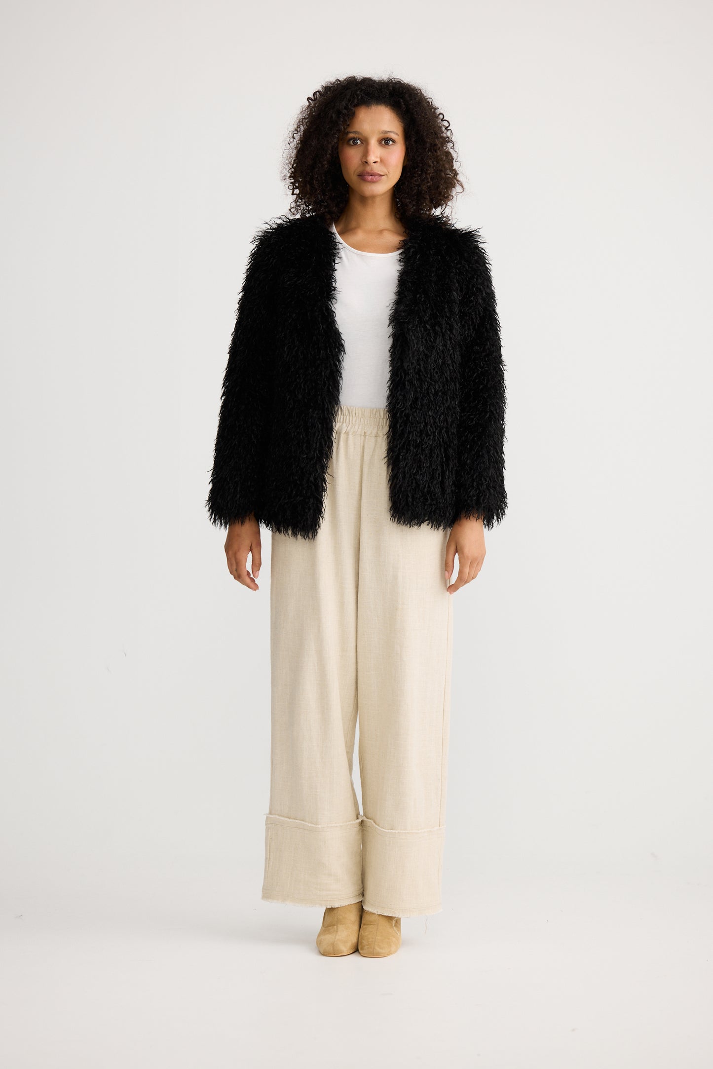 The Shanty Corporation Tolstoy Faux Fur Jacket in Black | Women's Jackets | Gretel Lane