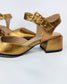 Brazilio bronze metallic leather heel sandal - pointed toe
