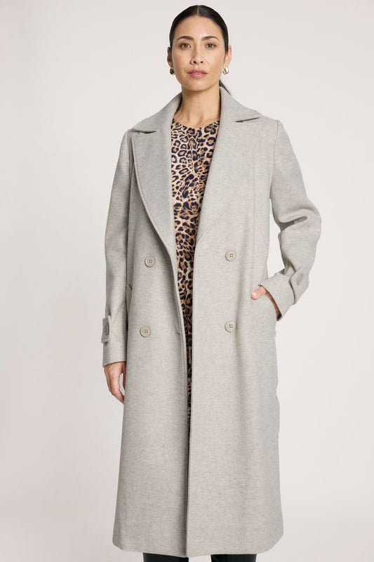 Eb & Ive Women's Sable Longline Beige Coat  | Gretel Lane