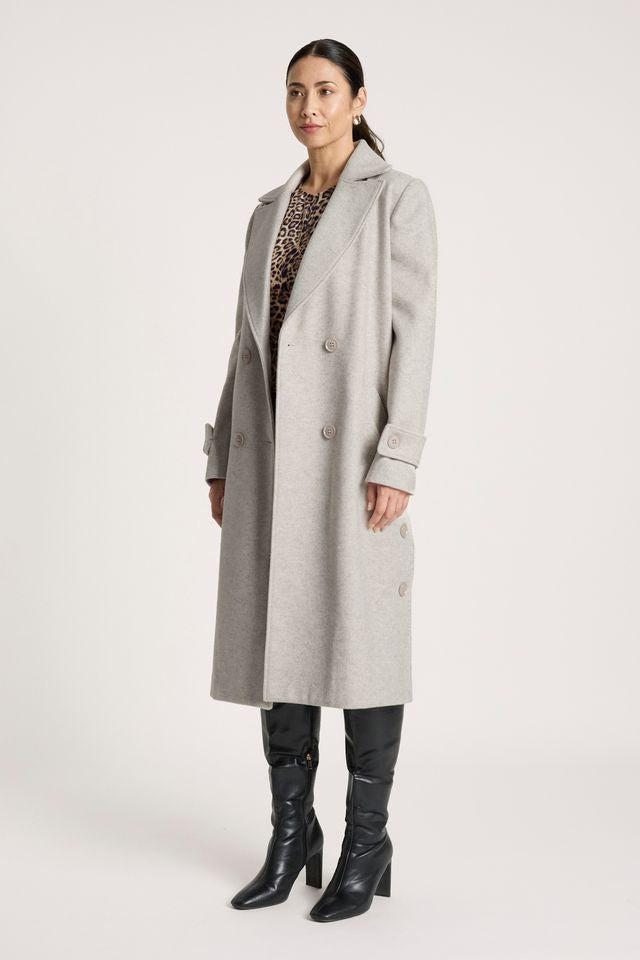 Eb & Ive Women's Sable Longline Beige Coat  | Gretel Lane