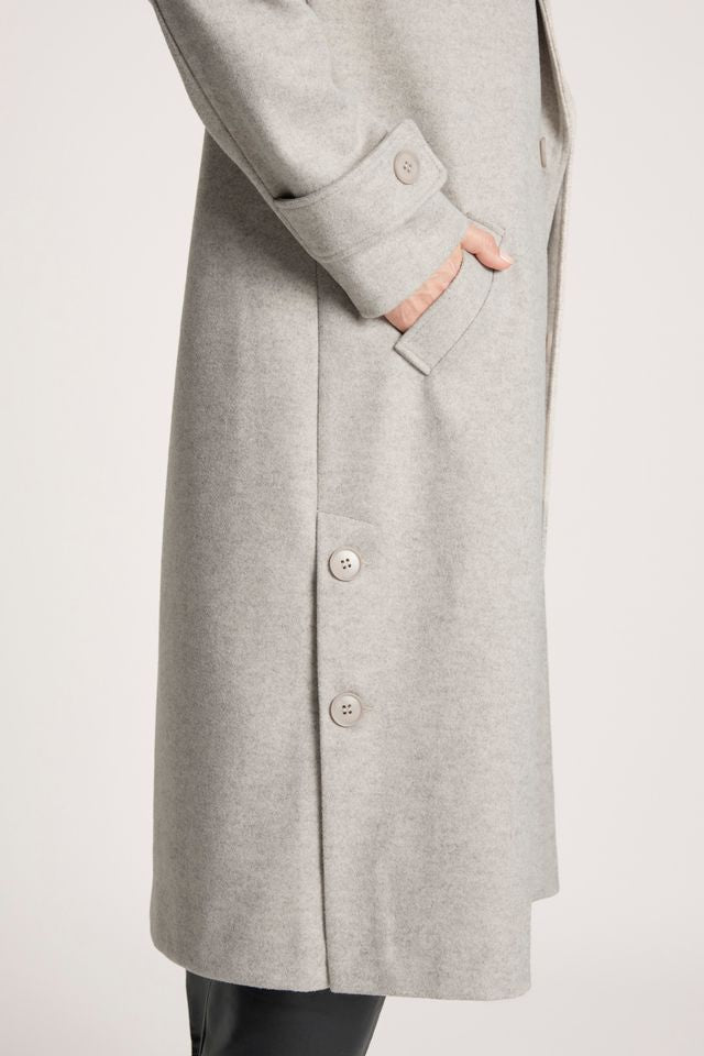 Eb & Ive Women's Sable Longline Beige Coat  | Gretel Lane