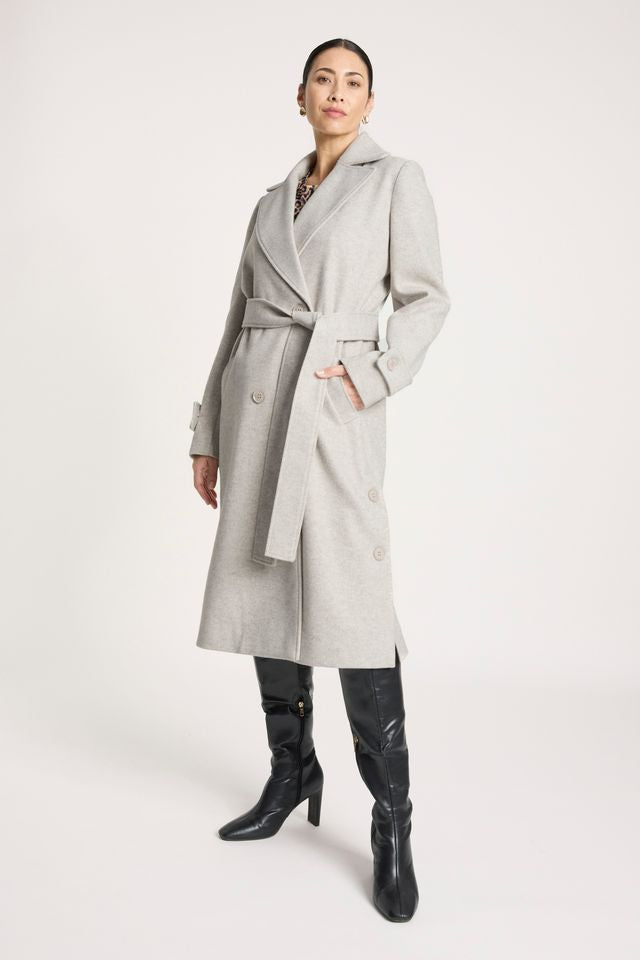 Eb & Ive Women's Sable Longline Beige Coat  | Gretel Lane