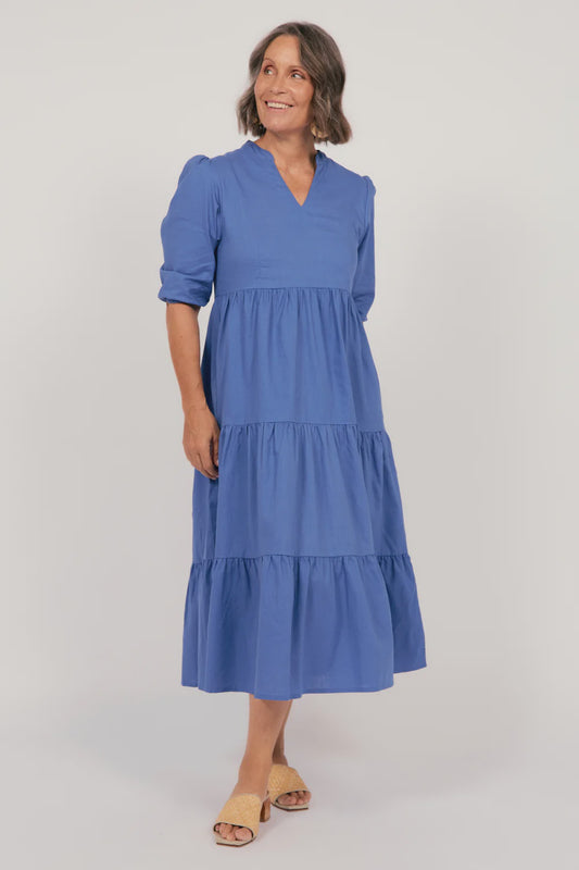 Sabre V-Neck Dress (Yale Blue)