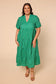 Sabre Linen V-Neck Dress (Emerald City)