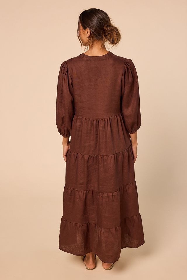 Sabre V-Neck Dress (Raisin)