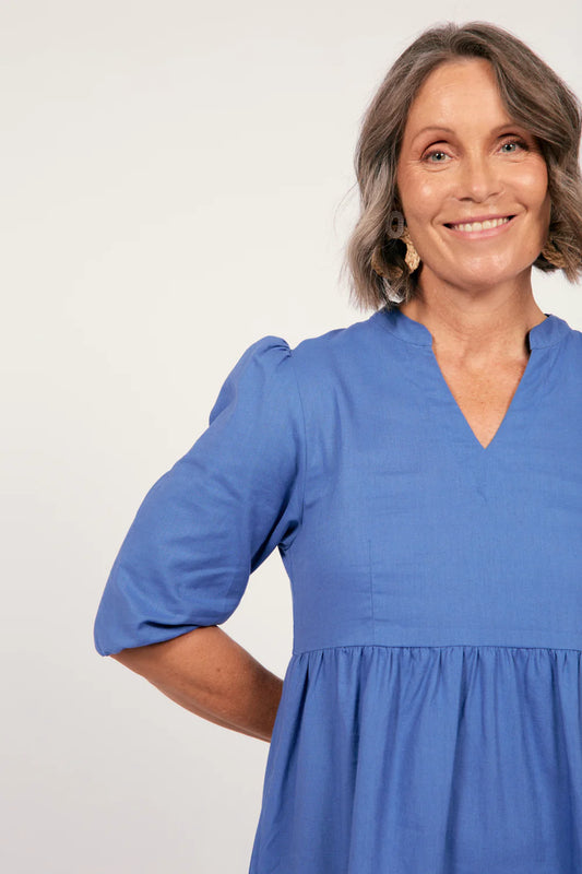 Sabre V-Neck Dress (Yale Blue)