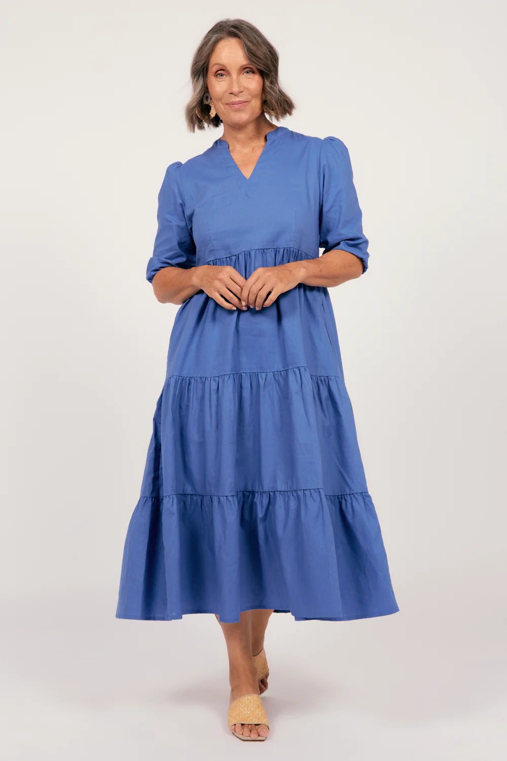 Sabre V-Neck Dress (Yale Blue)