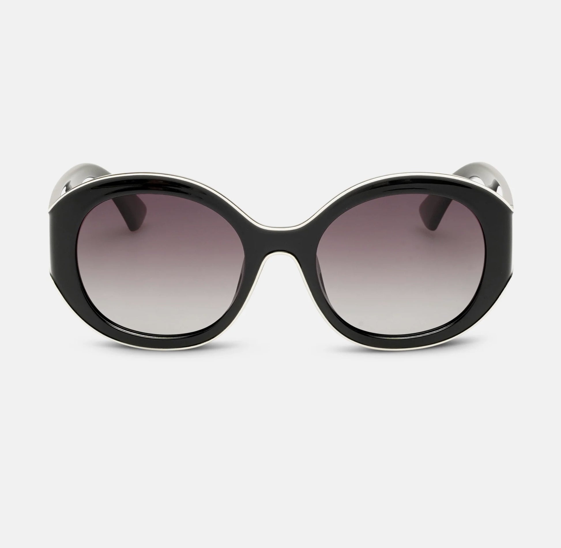 Locello Sabrina Round Polarised Sunglasses Black/Off White | Women's Sunglasses | Gretel Lane