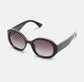 Locello Sabrina Round Polarised Sunglasses Black/Off White | Women's Sunglasses | Gretel Lane