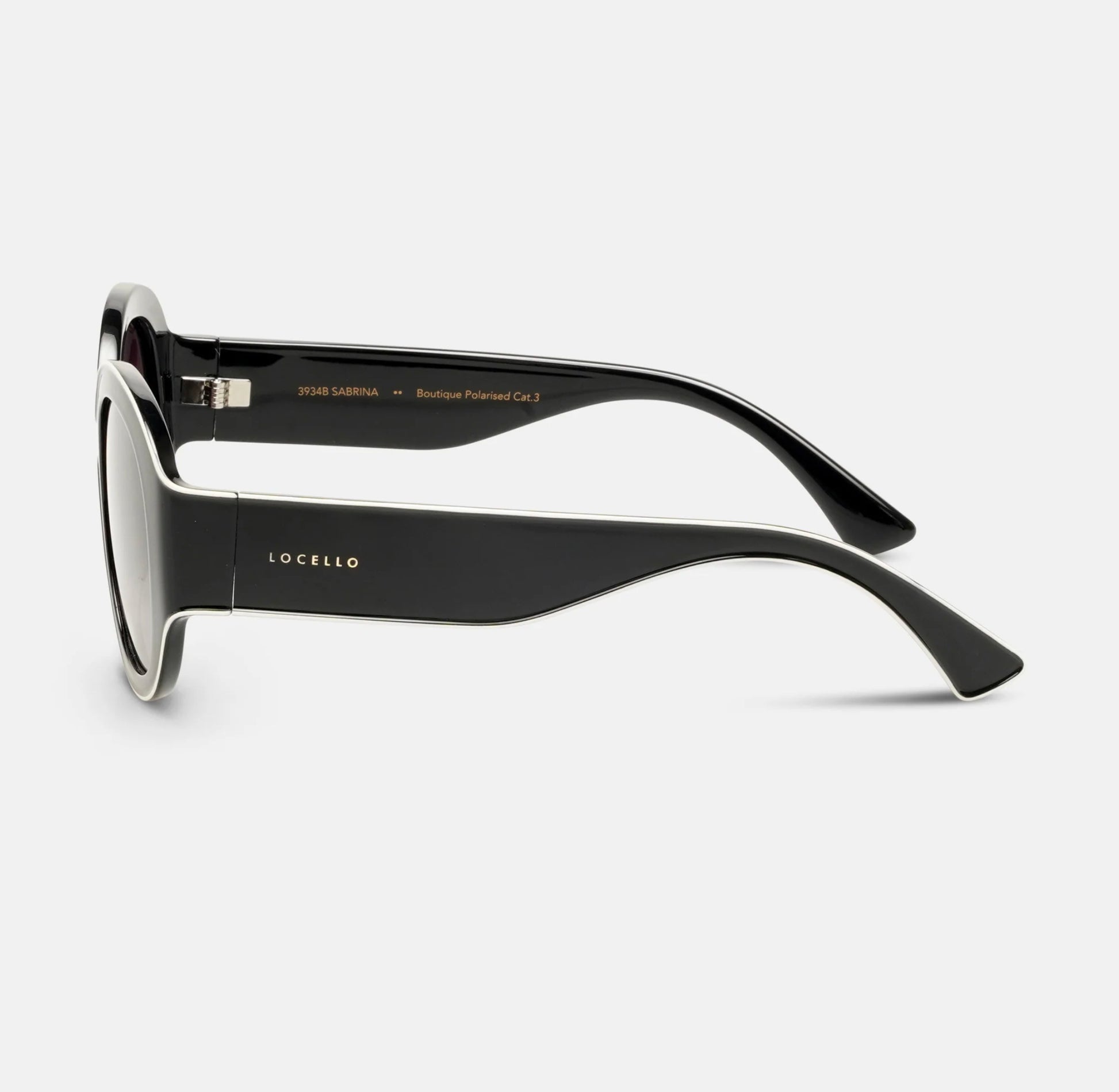 Locello Sabrina Round Polarised Sunglasses Black/Off White | Women's Sunglasses | Gretel Lane