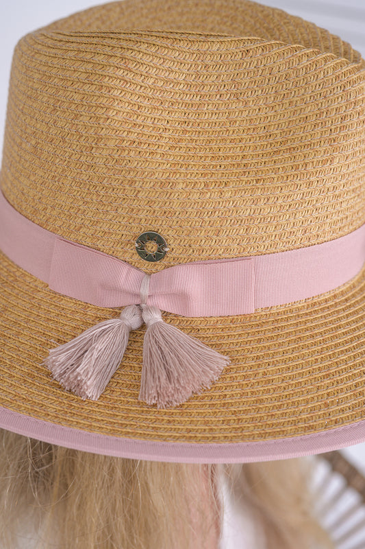 Sabrina Panama Pink Ribbon w Tassel