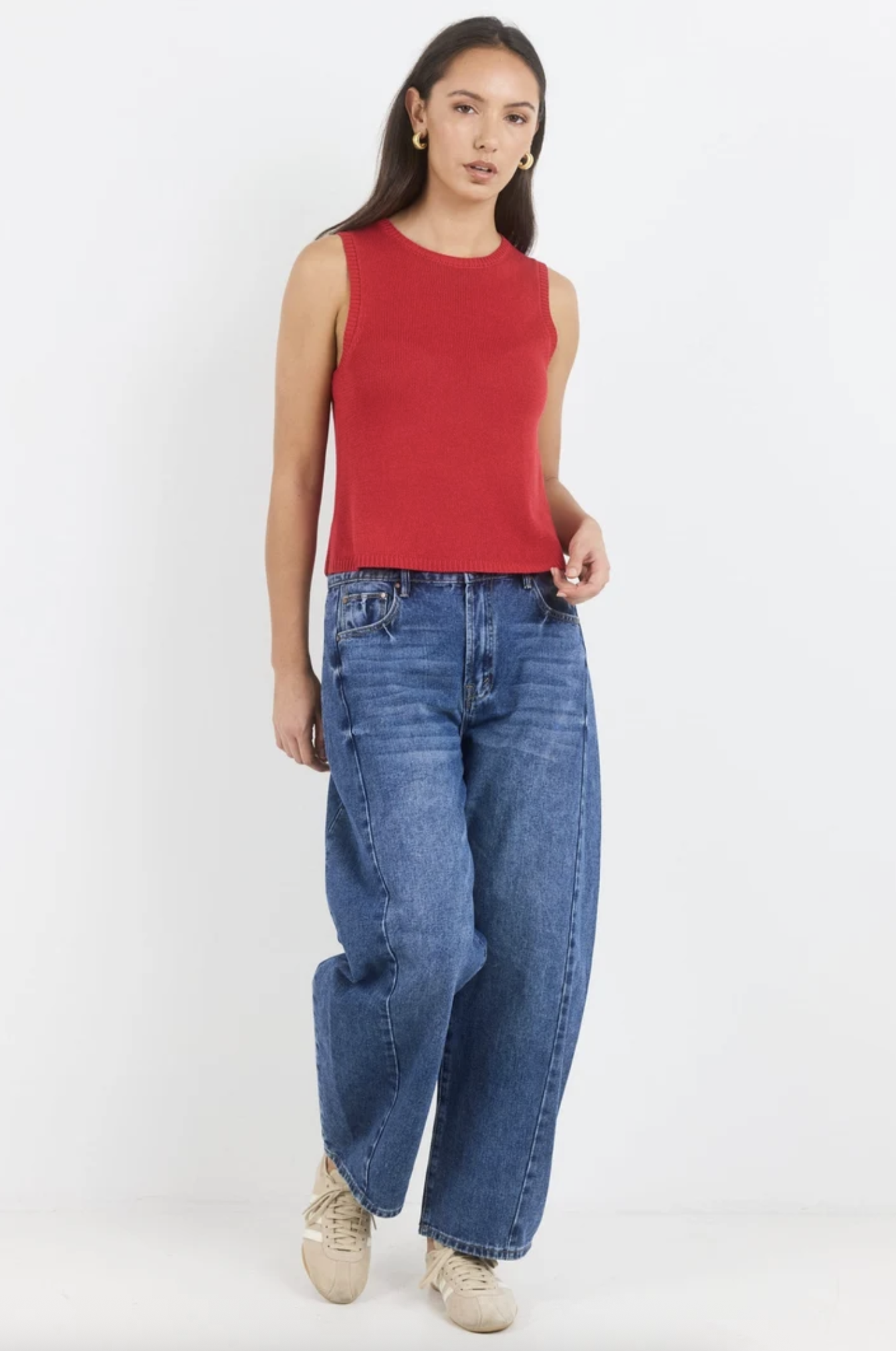 Among The Brave Salute Relaxed Sleeveless Knit Top Red | Women's Clothing | Gretel Lane