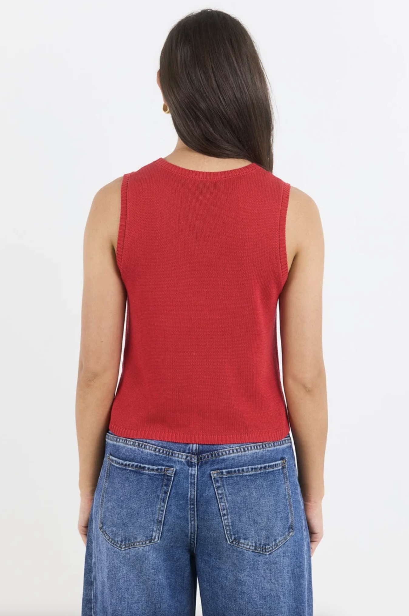 Among The Brave Salute Relaxed Sleeveless Knit Top Red | Women's Clothing | Gretel Lane