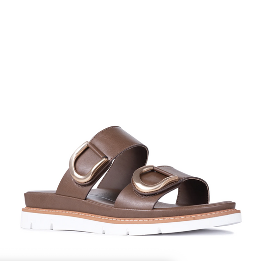 Los Cabos San Women's Slip-On Sandal Chestnut | Gretel Lane | Women's Double Strap Sandal