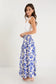 Sangria Viscose Blend Shirred Waist Maxi Skirt (Blue Lotus)