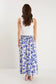 Sangria Viscose Blend Shirred Waist Maxi Skirt (Blue Lotus)