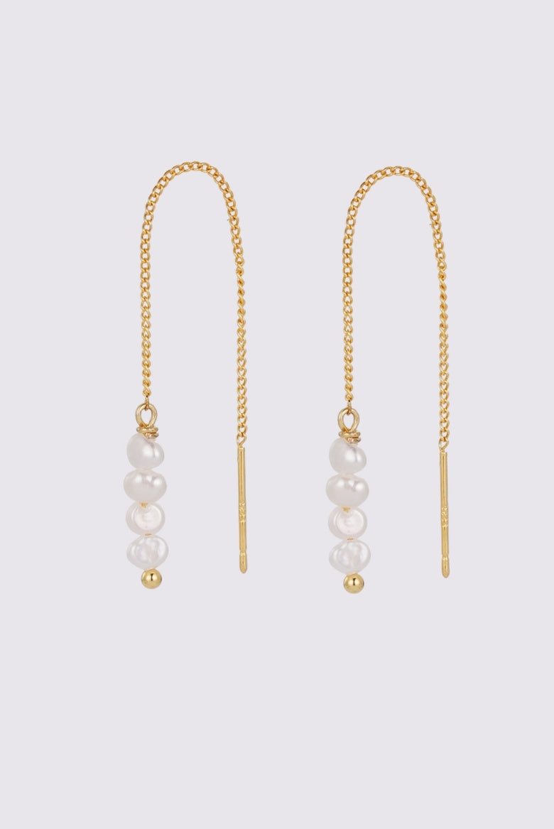 Zafino Women's Gold Scarlett Pearl Thread Earring | Gretel Lane
