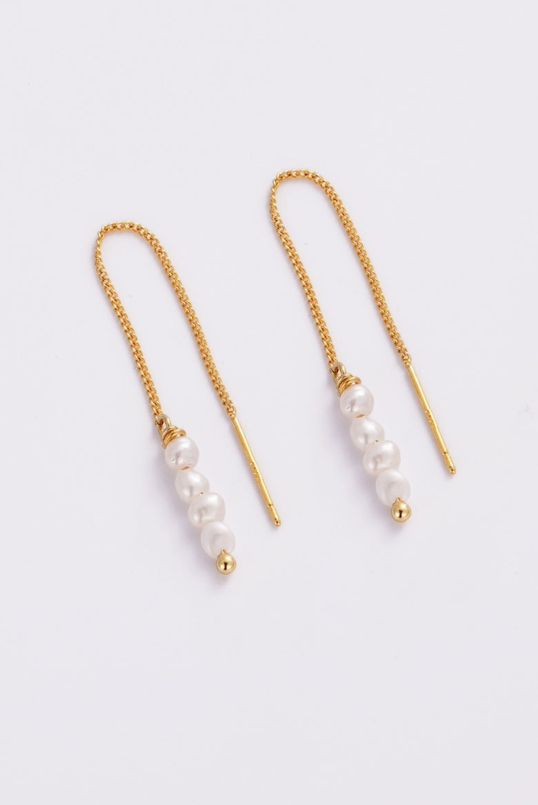 Zafino Women's Gold Scarlett Pearl Thread Earring | Gretel Lane
