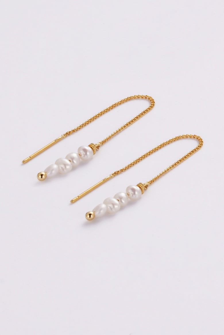 Zafino Women's Gold Scarlett Pearl Thread Earring | Gretel Lane
