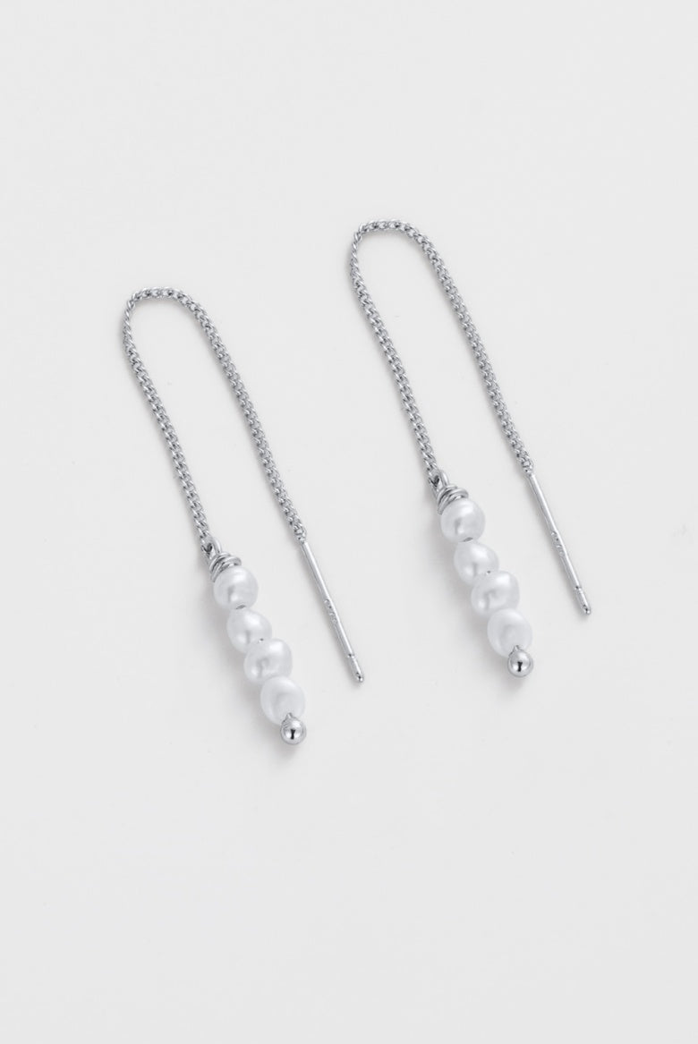 Zafino Women's Silver Scarlett Pearl Thread Earring | Gretel Lane