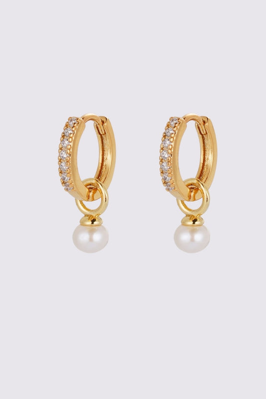 Zafino Women's Gold Scarlette Pearl Drop Hoop | Gretel Lane