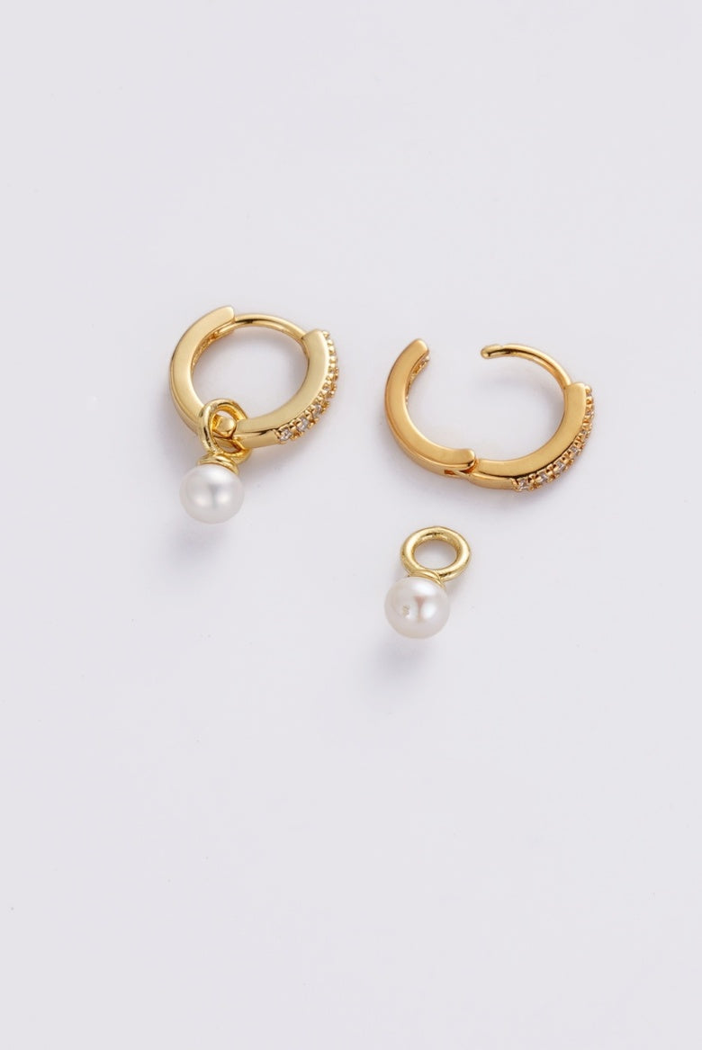 Zafino Women's Gold Scarlette Pearl Drop Hoop | Gretel Lane