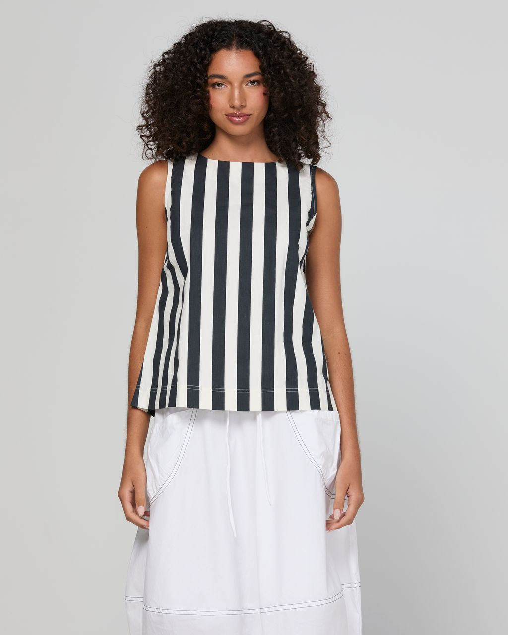 Boom Shankar Shiro Cotton Sleeveless Top Mono Stripe | Women's Clothing | Gretel Lane