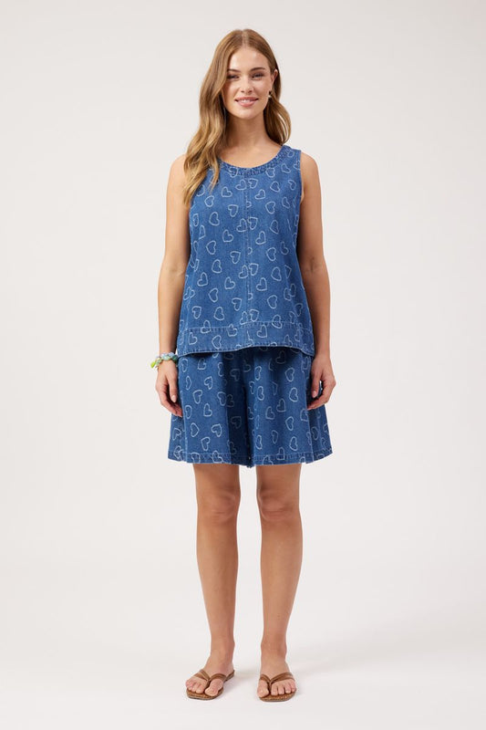 HAVEN Sicily Heart Denim Tank Top Indigo | Women's Clothing | Gretel Lane