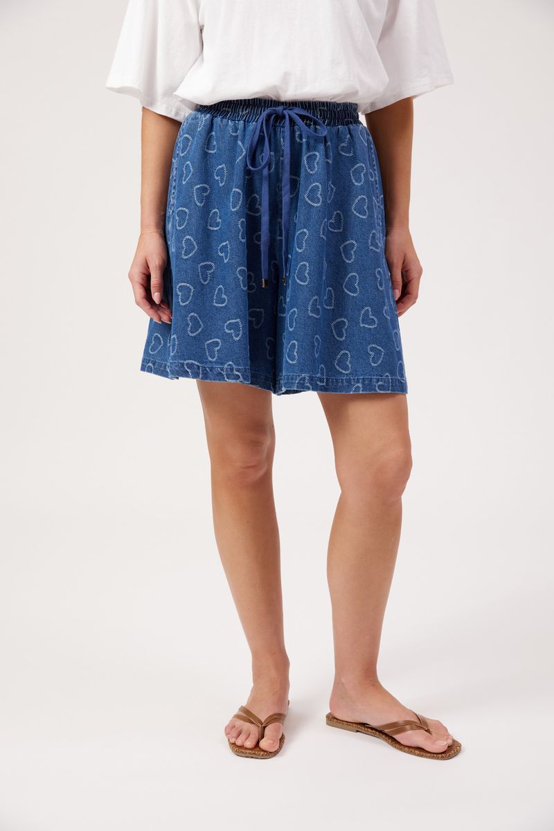 HAVEN Sicily Heart Denim Mid Length Short Indigo | Women's Clothing | Gretel Lane