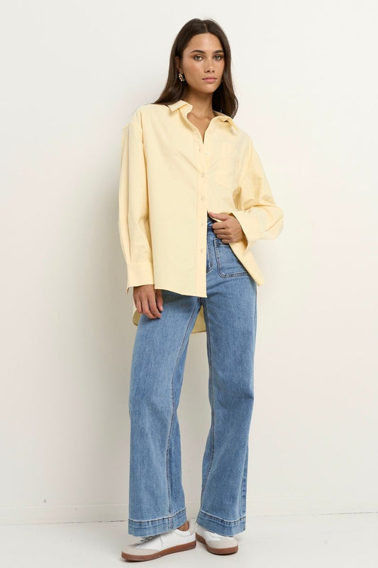 Signature Oxford Oversized Boyfriend Shirt (Lemon)