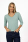 Humidity Women's Surf Green Cotton 3/4 Sleeve Stella V-neck Tee | Gretel Lane
