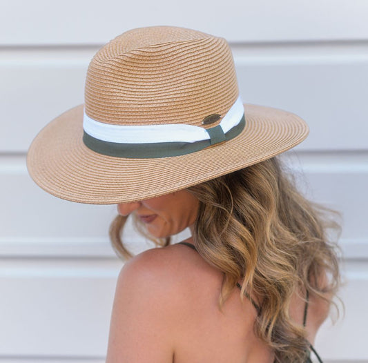 Stevie Panama Ribbon Unisex Olive White