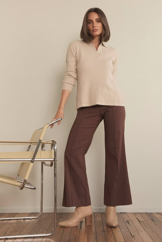 Stretch Wide Leg Pant (Chocolate)