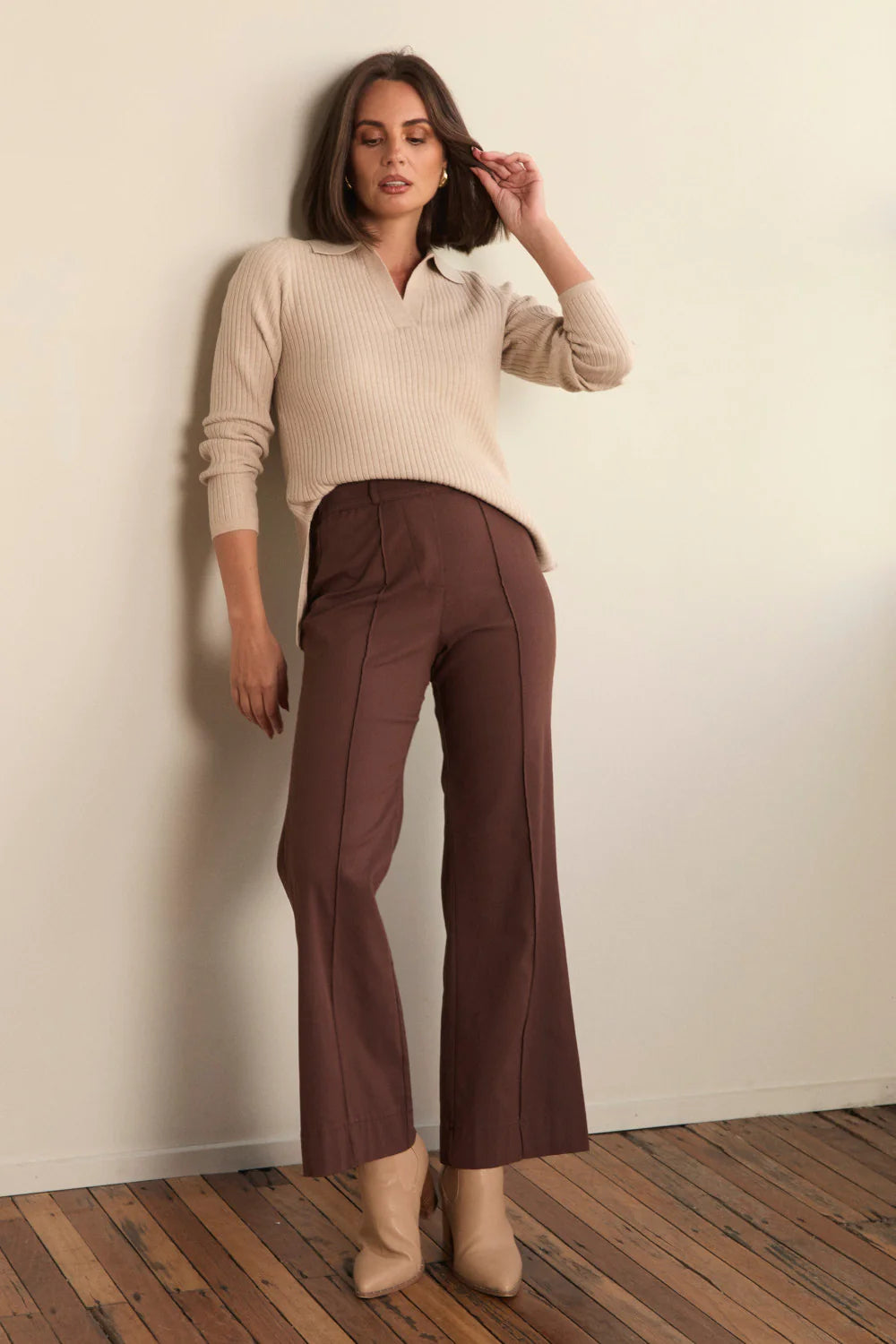 Stretch Wide Leg Pant (Chocolate)