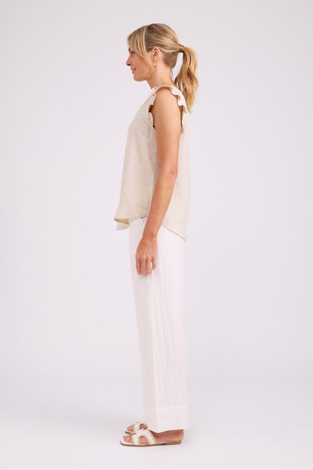 Eb & Ive Studio Frill Sleeve Linen Tank Tusk | Women's Clothing | Gretel Lane