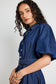 Sundown Puff Sleeve Denim Mini Dress (Indigo)