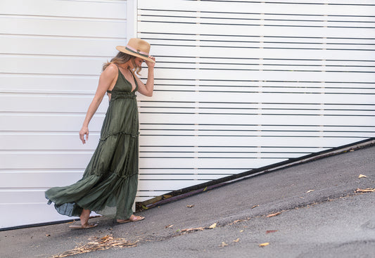 Sunny Panama Ribbon Blush Olive