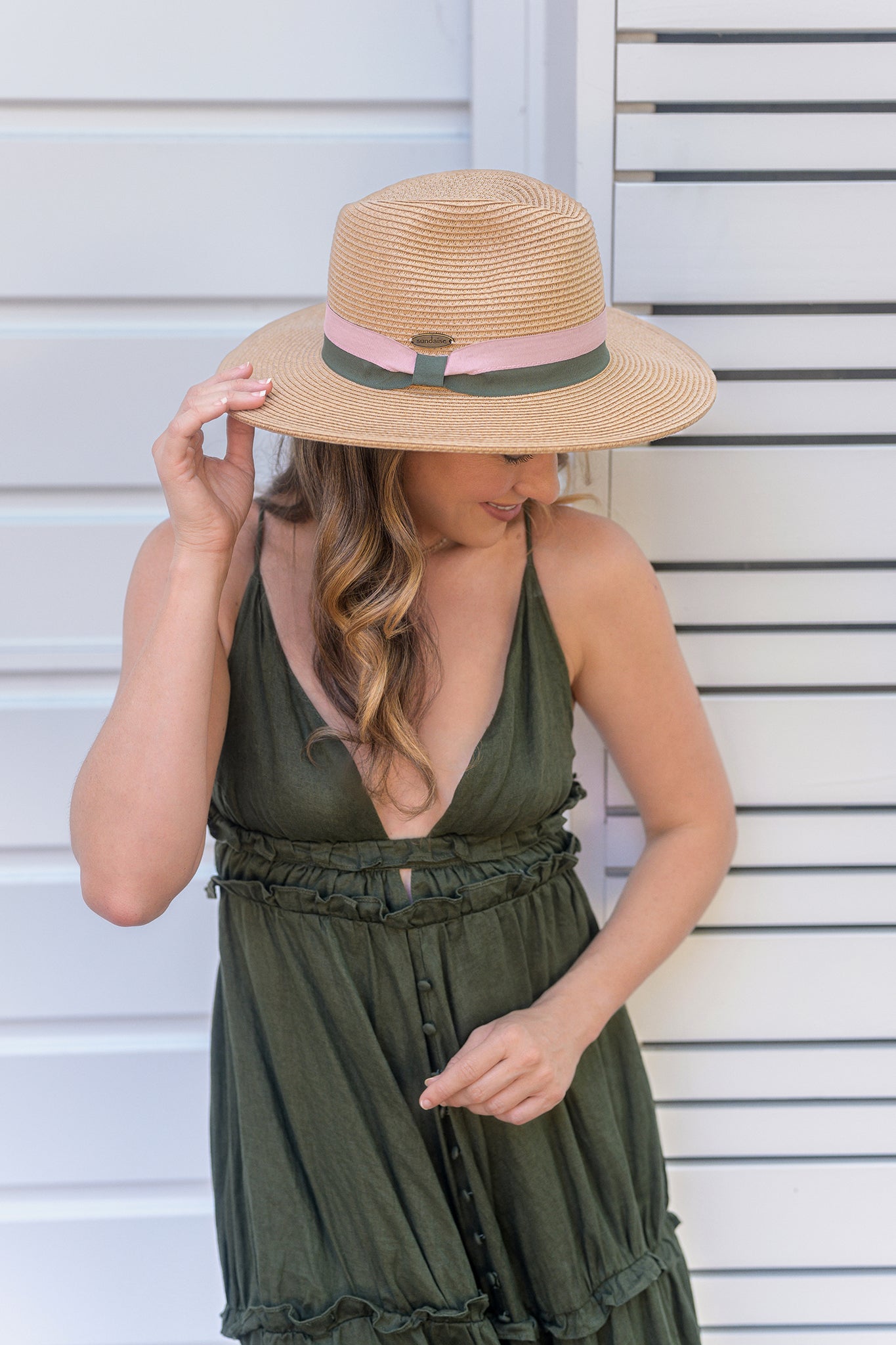 Sunny Panama Ribbon Blush Olive