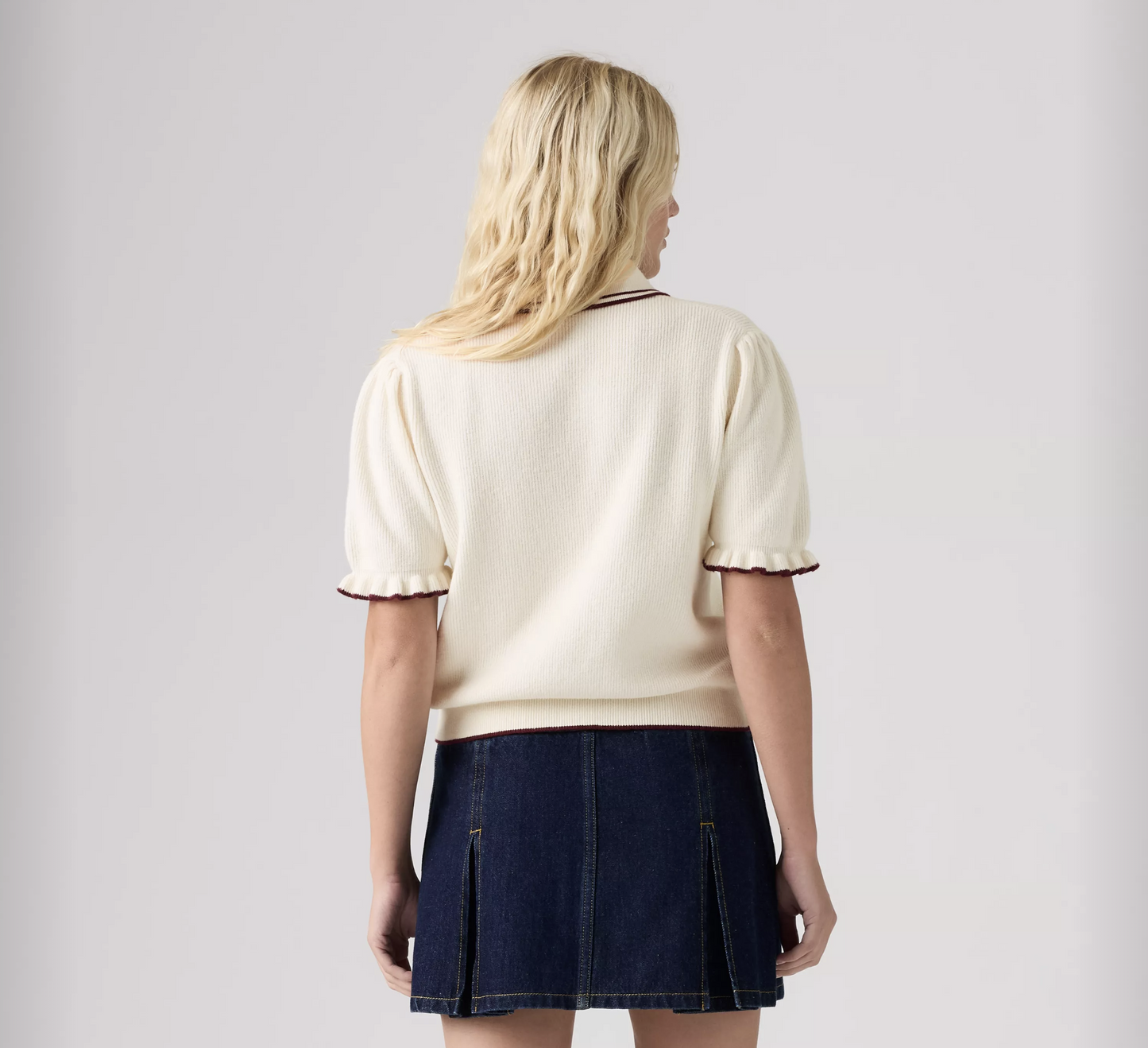 Levi Super Soft Summer Short Sleeve Polo Egret/Cabernet | Women's Clothing | Gretel Lane